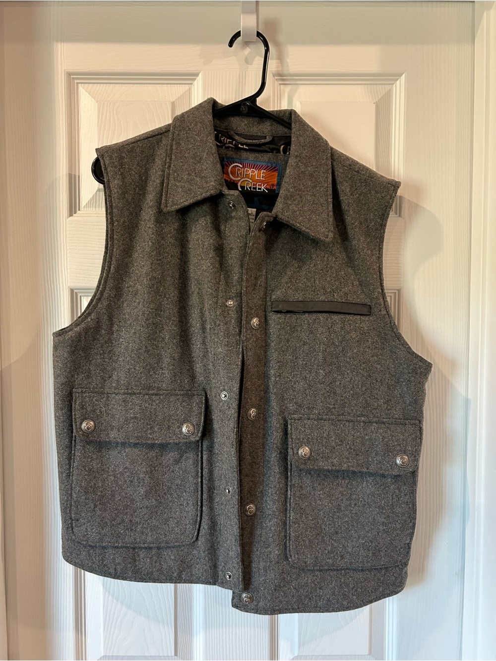 Cripple Creek Men's Gray Wool Utility Vest